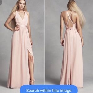 Vera Wang White Open Back Blush Bridesmaid Dress